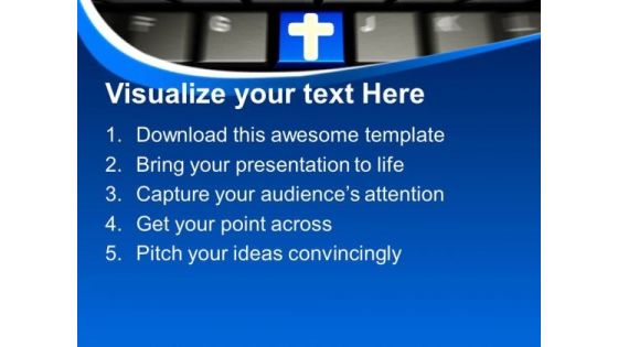 Computer Keyboard With Cross Internet PowerPoint Templates And PowerPoint Themes 0912