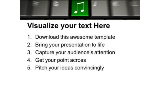 Computer Keyboard With Music Symbol Button PowerPoint Templates And PowerPoint Themes 1012