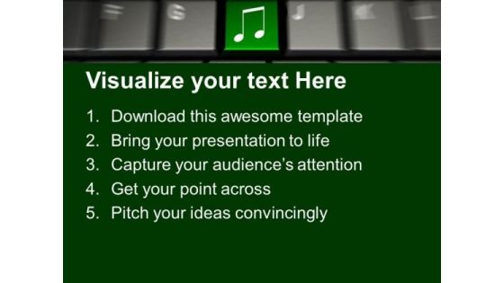 Computer Keyboard With Music Symbol Button PowerPoint Templates And PowerPoint Themes 1012