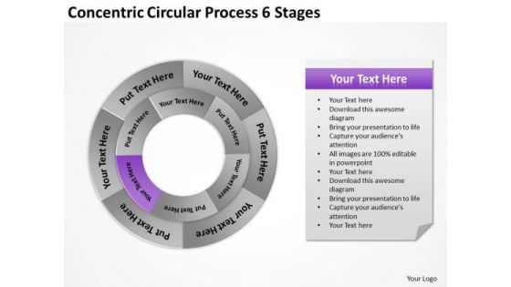 Concentric Circular Process 6 Stages Business Contingency Plan PowerPoint Templates