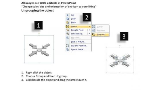 Concept Of Parallel Processing 4 Stages Arrows Linked To Center PowerPoint Templates