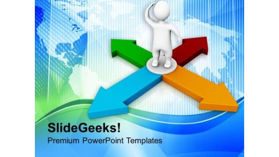 Confused Man Opposite Directions PowerPoint Templates Ppt Backgrounds For Slides 0713