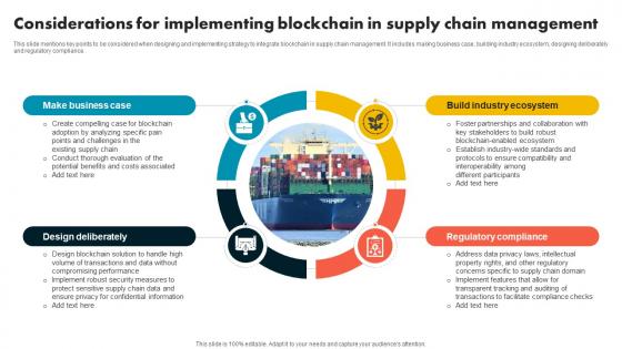 Considerations For Implementing Blockchain In Supply Chain Evolution Harnessing The Power BCT SS V