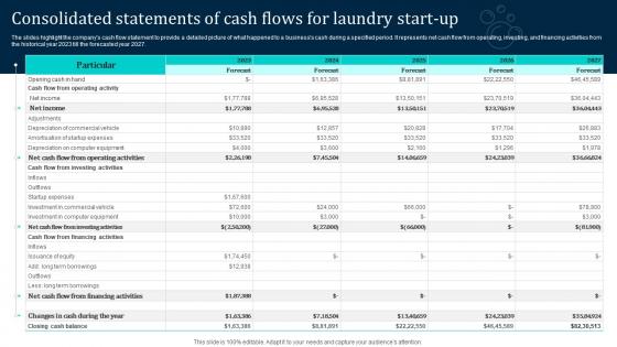Consolidated Statements Of Cash Flows For Laundry Laundromat Business Plan Go To Market Download Pdf