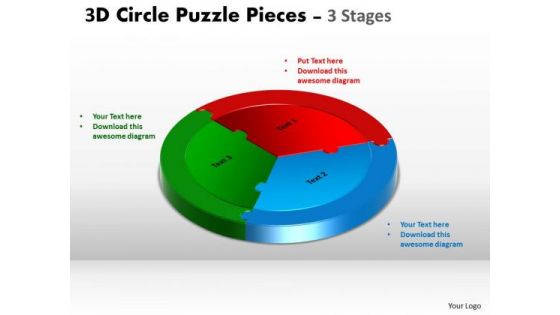 Consulting Diagram 3d Circle Puzzle Diagram 3 Stages Strategy Diagram
