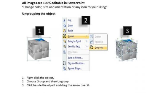 Consulting Diagram 3d Cubes Built Out Of Puzzle Pieces Strategy Diagram