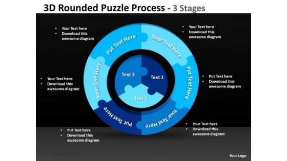 Consulting Diagram 3d Rounded Puzzle Process 3 Stages Sales Diagram