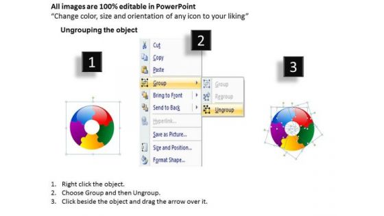 Consulting Diagram Circular Puzzle With Center Circle 5 Pieces Sales Diagram