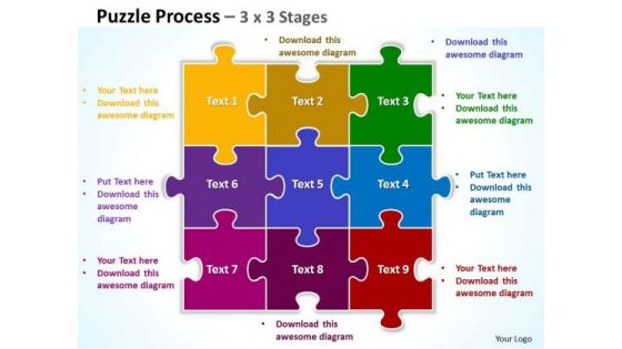 Consulting Diagram Puzzle Process 3 X 3 Stages Sales Diagram