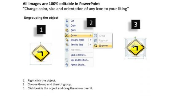 Consulting PowerPoint Template Road Sign Left Turn Warning Ppt Templates