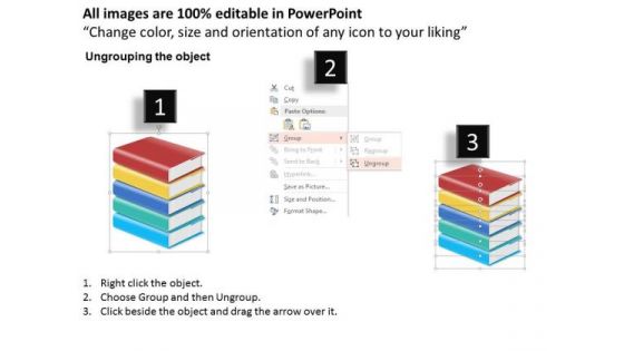 Consulting Slides Colorful Books Design With 5 Steps Business Presentation