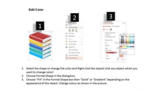 Consulting Slides Colorful Books Design With 5 Steps Business Presentation
