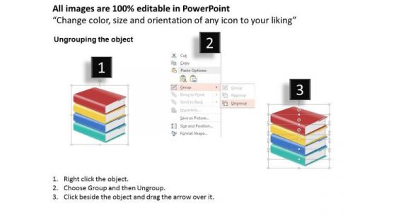 Consulting Slides Colorful Books With 4 Steps Business Presentation