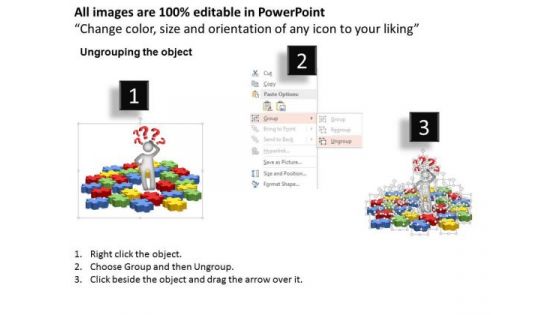 Consulting Slides Confused Man Standing In Puzzle Pieces Business Presentation