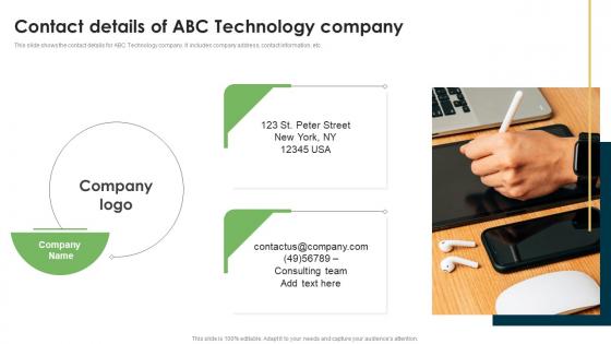 Contact Details Of Abc Technology Company Wearable Technology Funding Formats PDF
