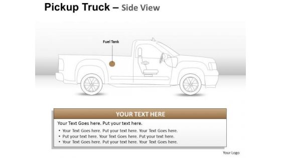 Container Pickup Brown Truck Side View PowerPoint Slides And Ppt Diagram Templates