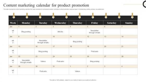 Content Marketing Calendar Strategic Plan Develop Multi Level Marketing Topics Pdf