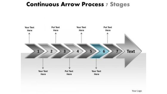 Continuous Arrow Process 7 Stages Manufacturing Flow Chart Symbols PowerPoint Slides
