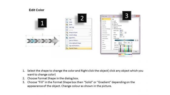 Continuous Arrow Process 7 Stages Working Flow Chart PowerPoint Slides