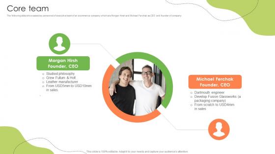 Core Team Healthy And Nutrition Provider Company Investor Funding Elevator Pitch Deck