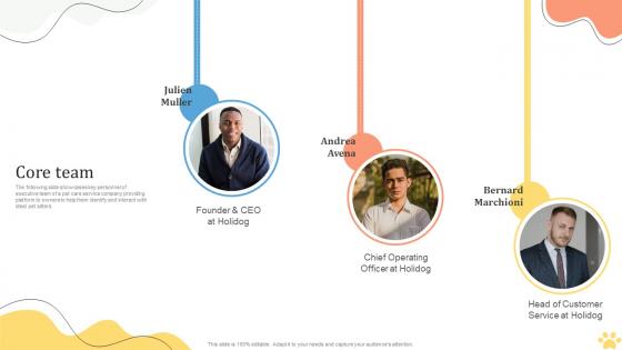 Core Team Pet Care Solution Provider Investor Funding Elevator Pitch Deck