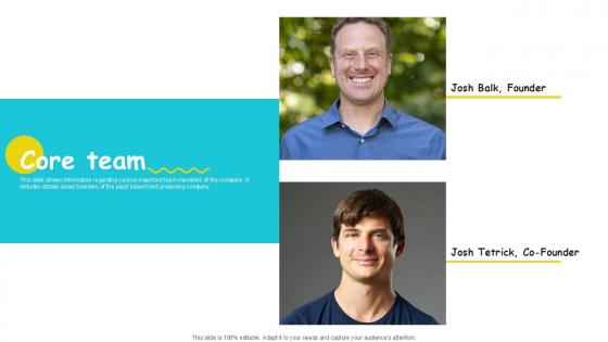 Core Team Plant Based Eggs Developing Company Investor PPT Sample