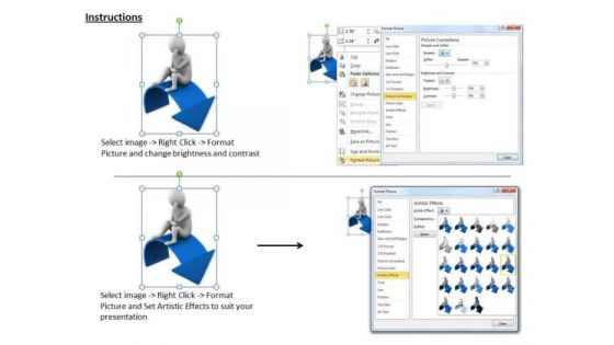 Corporate Business Strategy 3d Man On Arrow With Sad Emotion Concept Statement