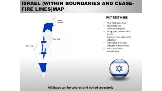 Country PowerPoint Maps Israel Within Boundaries And Ceas Fire Lines