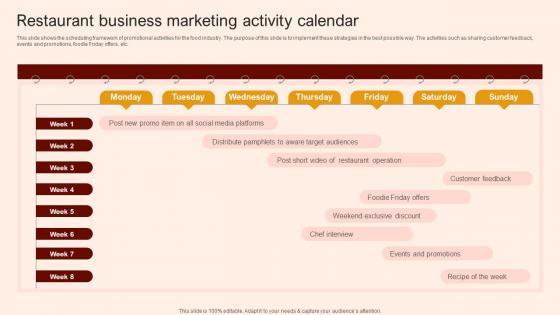 Create A Restaurant Marketing Restaurant Business Marketing Activity Calendar Create A Restaurant Marketing Restaurant Business Marketing Activity Calendar