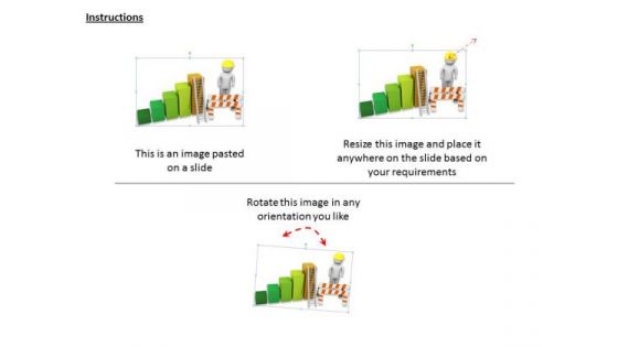 Creative Marketing Concepts 3d Man With Construction Bar Graph Characters