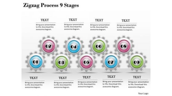 Creative Marketing Concepts Zigzag Process 9 Stages Strategies Ppt Slide