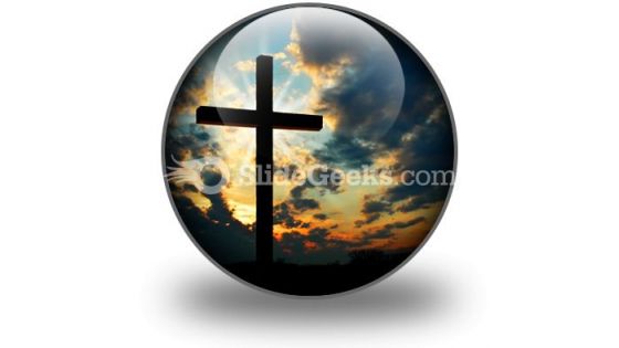 Cross At Sunset PowerPoint Icon C Cross At Sunset PowerPoint Icon C