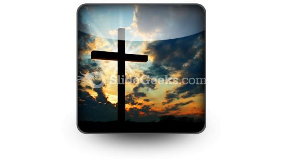 Cross At Sunset PowerPoint Icon S Cross At Sunset PowerPoint Icon S