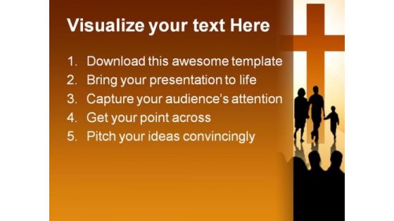 Cross Family Religion PowerPoint Template 0610