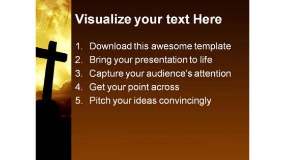 Cross Sunset Religion PowerPoint Template 0610