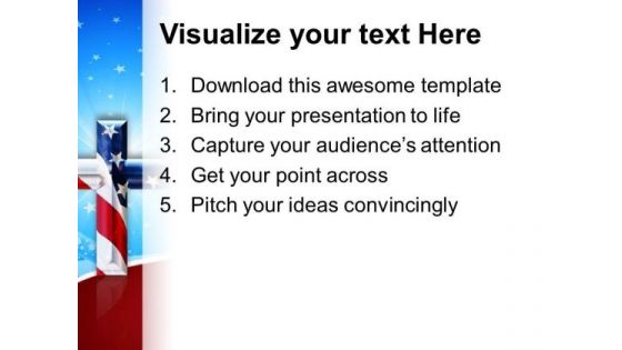 Cross With Usa Flag Americana PowerPoint Templates And PowerPoint Themes 0712
