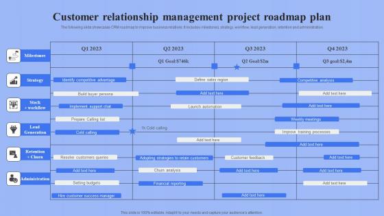 Customer Relationship Management Project Roadmap Plan Ppt Icon Show pdf