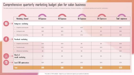 Customizing The Salon Experience Comprehensive Quarterly Marketing Budget Plan Strategy SS V