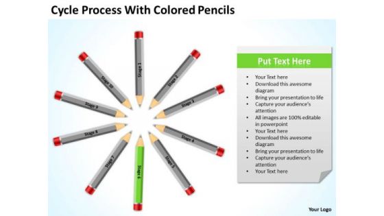 Cycle Process With Colored Pencils Ppt Business Plan Companies PowerPoint Slides