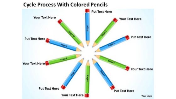 Cycle Process With Colored Pencils Ppt Business Plan Writing PowerPoint Slides