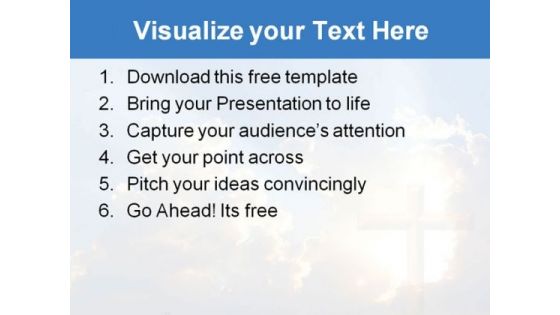 Blue Sky PowerPoint Template with Cross Sign