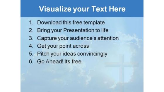 Blue Sky PowerPoint Template with Cross Sign