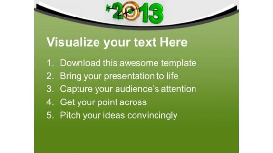 Dart Hitting Target New Year Celebration PowerPoint Templates Ppt Backgrounds For Slides 0113