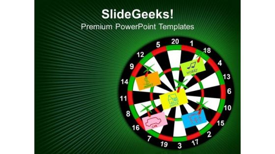 Darts With Stickers Depicting The Life Values PowerPoint Templates And PowerPoint Themes 0912
