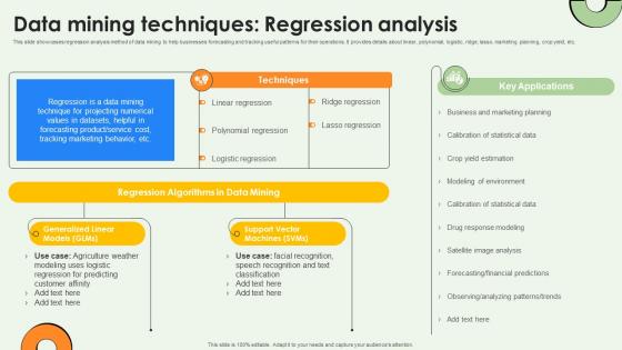 Data Mining Techniques Regression Analysis Data Warehousing And Data Mining Guide AI SS V
