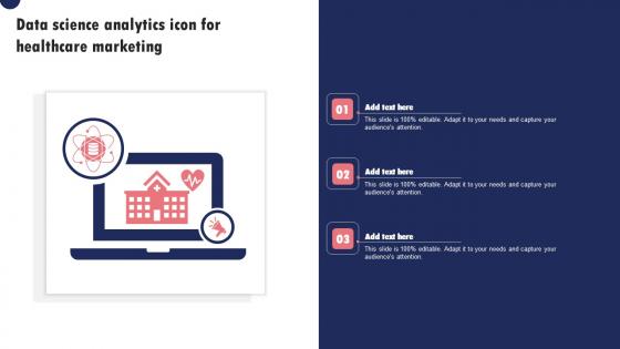 Data Science Analytics Icon For Healthcare Marketing Ppt Model Demonstration Pdf