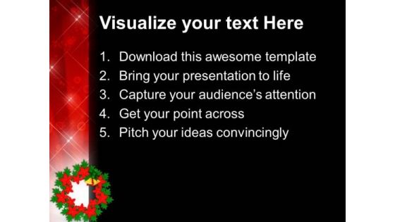 Decorative Flowers And Wreath Christmas PowerPoint Templates Ppt Backgrounds For Slides 1212