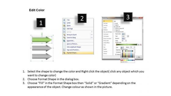 Define Parallel Processing 3 Stages Extending Arrow PowerPoint Slides