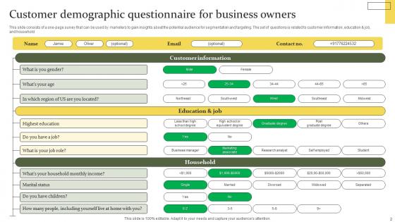 Demographic Questionnaire Ppt Powerpoint Presentation Complete Deck With Slides