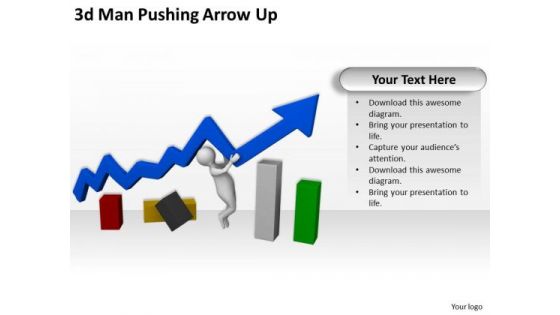 Develop Business Strategy 3d Man Pushing Arrow Up Concept